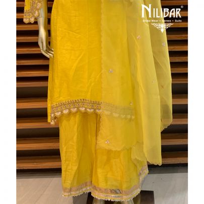 Butter Yellow Silk Palazzo Suit