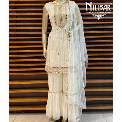 White Georgette Sharara Suit