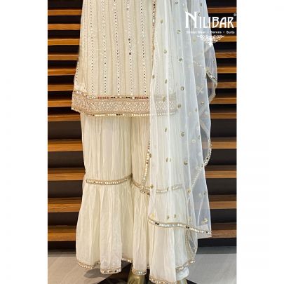 White Georgette Sharara Suit