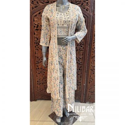 Beige Cotton Jacket Style Set