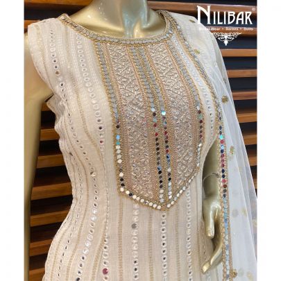 White Georgette Sharara Suit