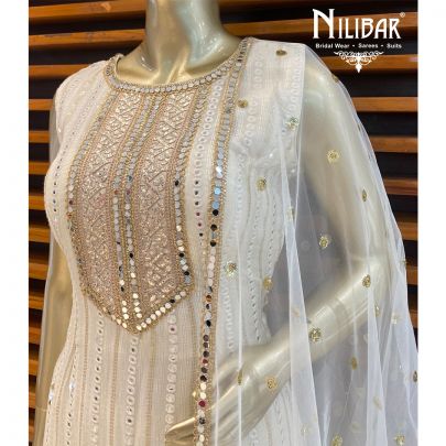 White Georgette Sharara Suit