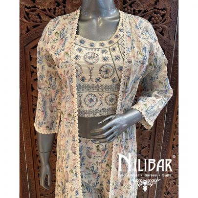Beige Cotton Jacket Style Set