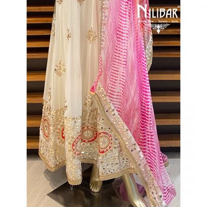 White Chiffon Anarkali