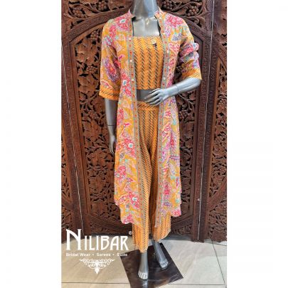 Mustard Yellow Muslin Cotton Jacket Style Set