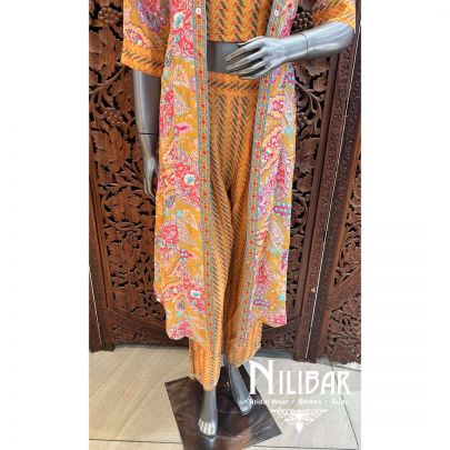 Mustard Yellow Muslin Cotton Jacket Style Set