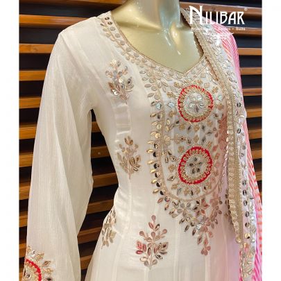 White Chiffon Anarkali