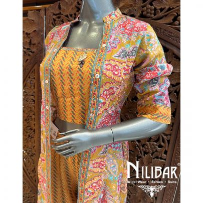 Mustard Yellow Muslin Cotton Jacket Style Set