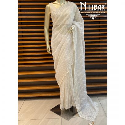 Pure White Organza Saree