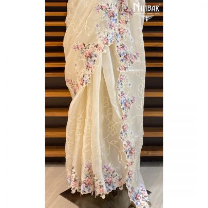 Ivory Organza Saree