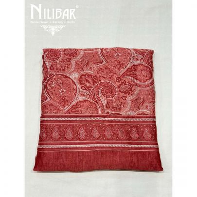 Red Maheshwari Silk Unstitched Suit
