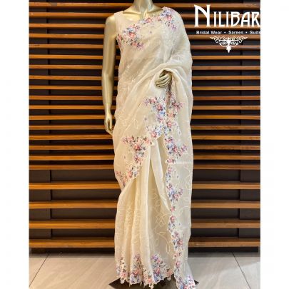 Ivory Organza Saree