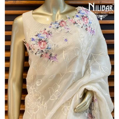 Ivory Organza Saree