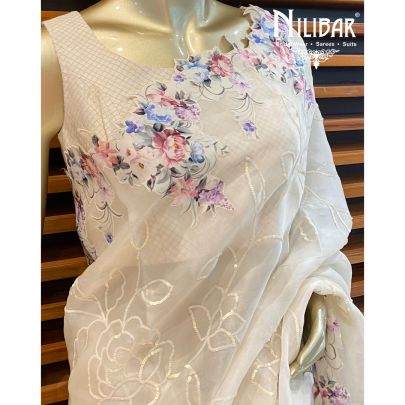 Ivory Organza Saree