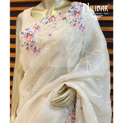 Ivory Organza Saree