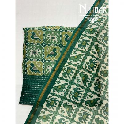Green Maheshwari Silk Unstitched Suit