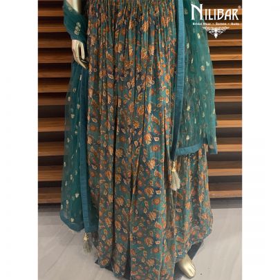Peacock Green Georgette Lehenga