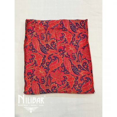 Red & Blue Maheshwari Silk Unstitched Suit