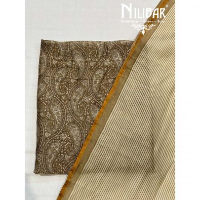 Mehandi Green Maheshwari Silk Unstitched Suit