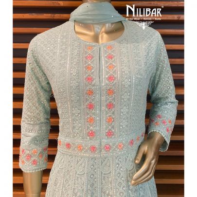 Seafoam Green Georgette Anarkali