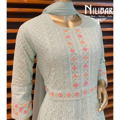 Seafoam Green Georgette Anarkali