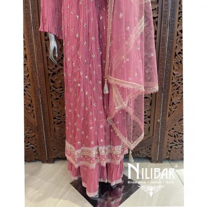 Onion Pink Chinon Palazzo Suit