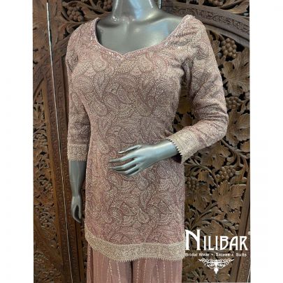 Onion Pink Chinon Palazzo Suit