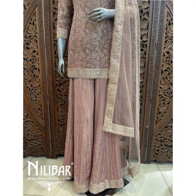 Onion Pink Chinon Palazzo Suit