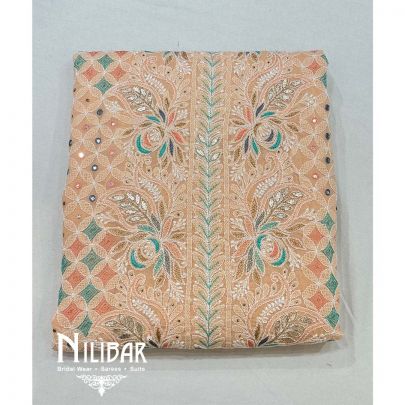 Peach Cotton Chinon Unstitched Suit