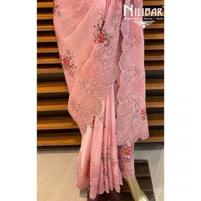 Blush Pink Satin Saree