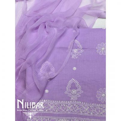 Lavender Cotton Chinon Unstitched Suit