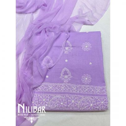 Lavender Cotton Chinon Unstitched Suit