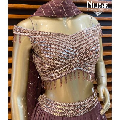 Mauve Purple Georgette Lehenga