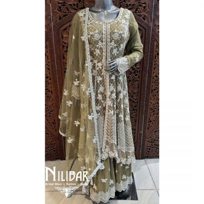 Green Georgette Net Garara Suit