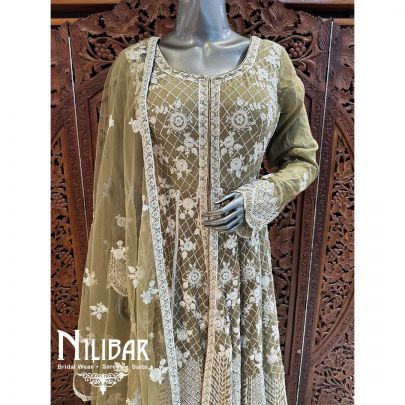 Green Georgette Net Garara Suit