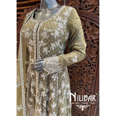Green Georgette Net Garara Suit