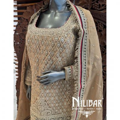 Beige Georgette Organza Garara Suit