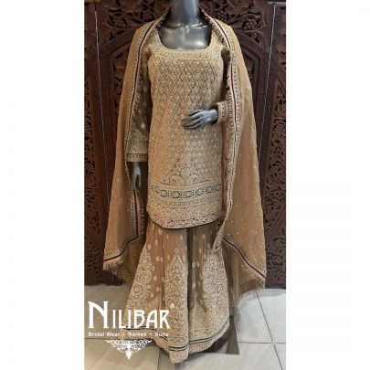 Beige Georgette Organza Garara Suit