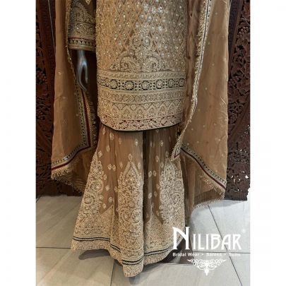 Beige Georgette Organza Garara Suit