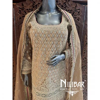Beige Georgette Organza Garara Suit