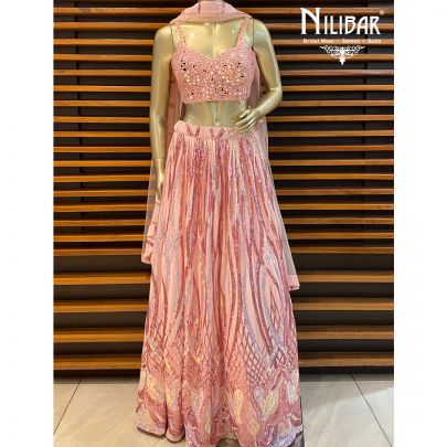 Light Baby Pink Net Lehenga