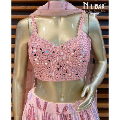 Light Baby Pink Net Lehenga