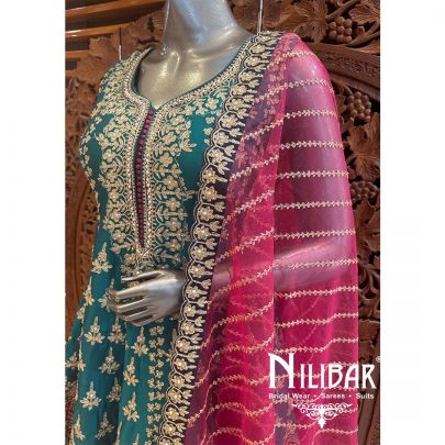 Green Silk Net Salwar Suit
