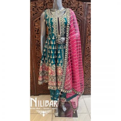 Green Silk Net Salwar Suit