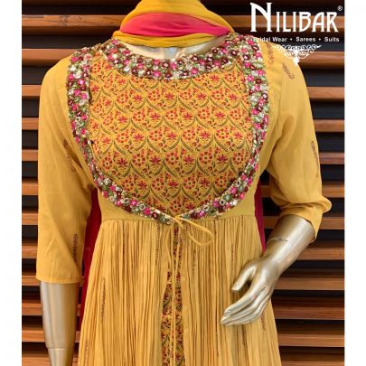 Yellow Chinon Sharara Suit