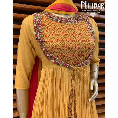 Yellow Chinon Sharara Suit