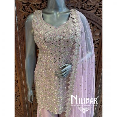 Lilac Silk Net Palazzo Suit