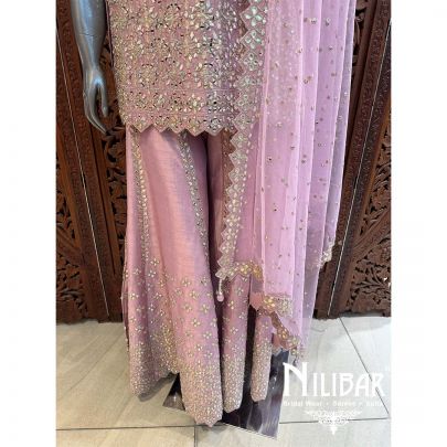 Lilac Silk Net Palazzo Suit