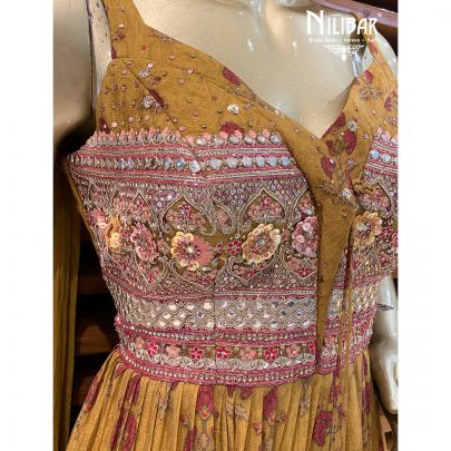 Mustard Chinon Peplum Sharara Suit