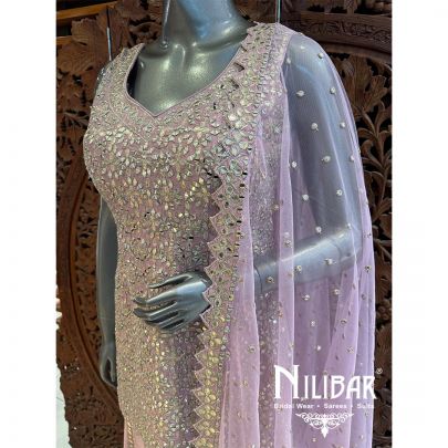 Lilac Silk Net Palazzo Suit